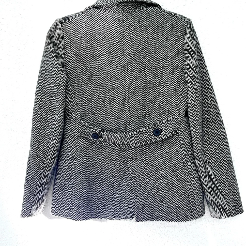 J. Crew Monochrome Herringbone Pea Coat‎ - Picture 7 of 8